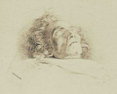 Lithograph of Beethoven on his deathbed by Josef Danhauser

