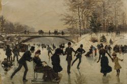 Ice Skaters at the Bois de Boulogne by Léon Joseph Voirin

