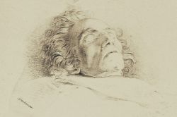 Lithograph of Beethoven on his deathbed by Josef Danhauser

